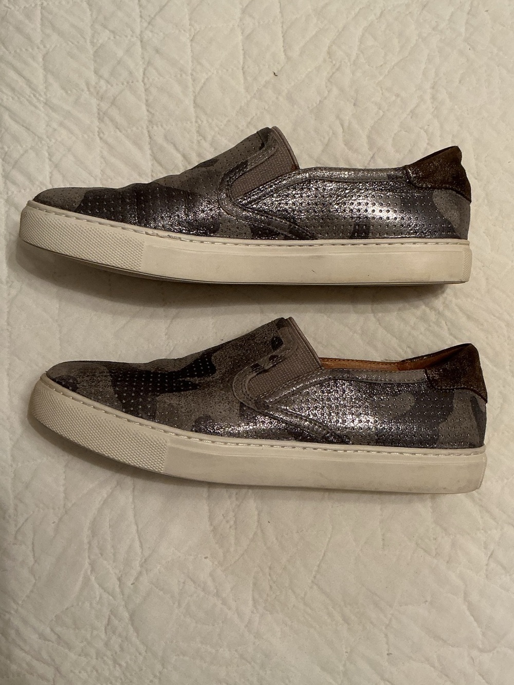 Trask Lillian Women's Metallic Gray Camo Slip-On Sneakers, Size 7
